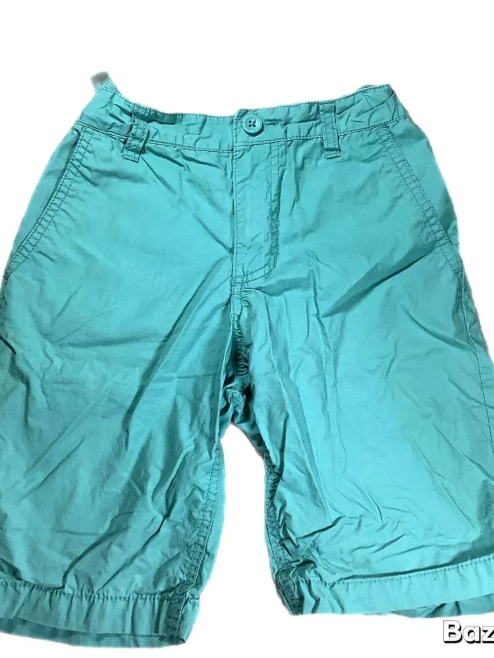 Old Navy Boys Cotton Shorts Teal Size 8 Adjustable Built-In Belt